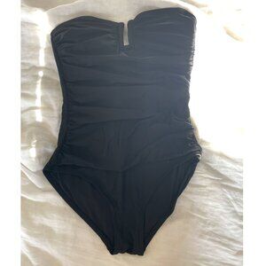 DKNY strapless ruched one piece swimwear